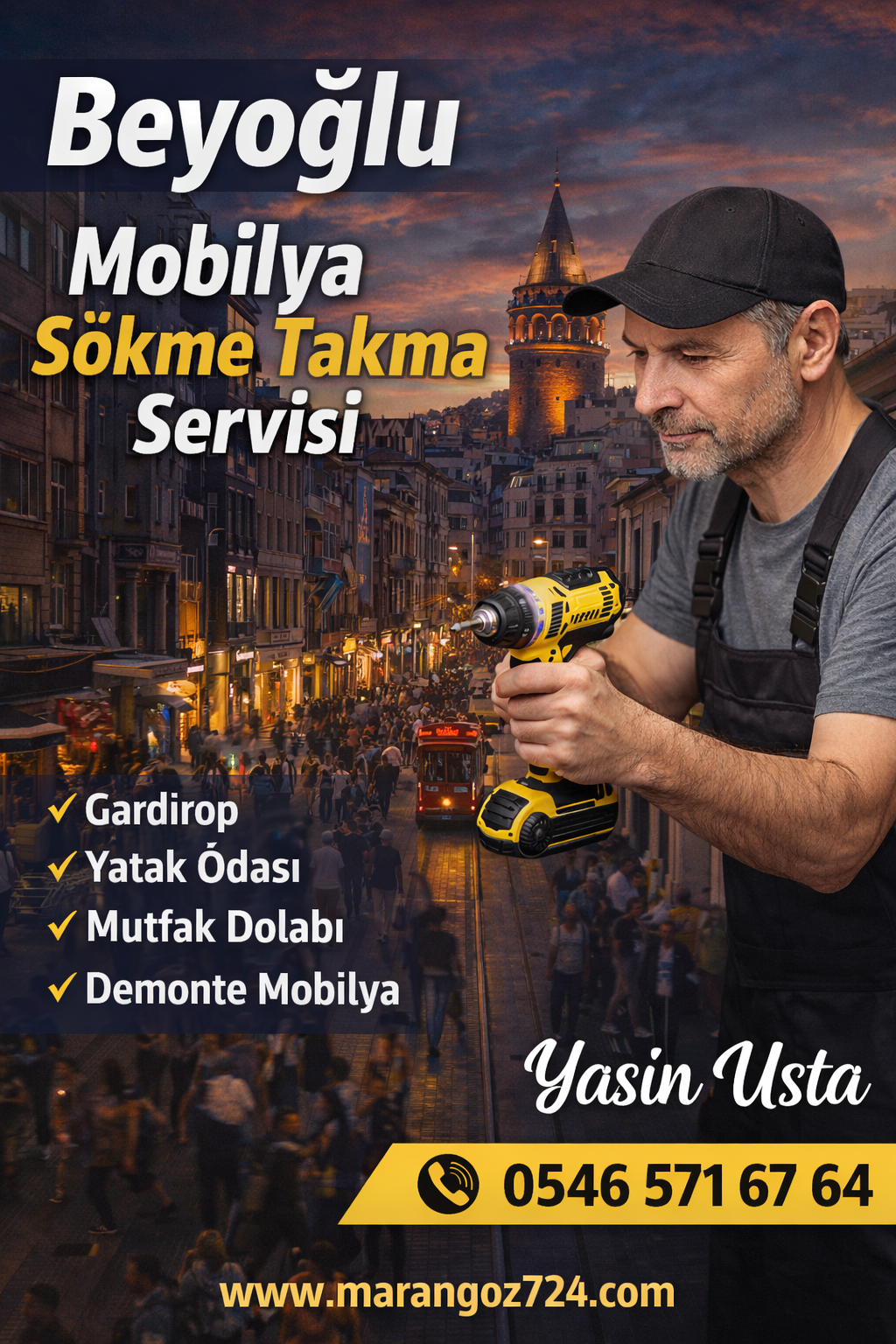 Beyoğlu Marangoz Hizmeti | Mobilya Montaj, Tamir ve İmalat – 7/24 Servis